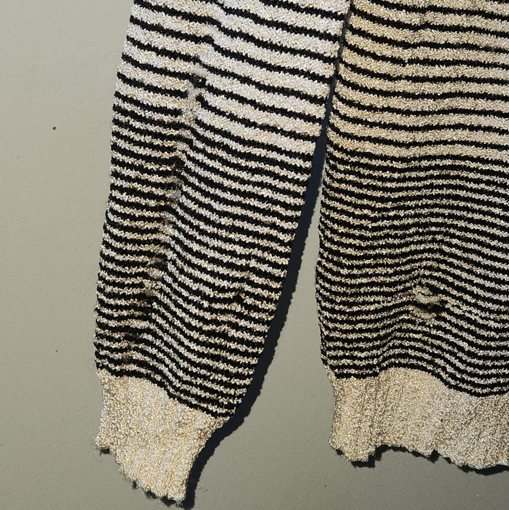 vintage striped black/cream cardigan with red stripe